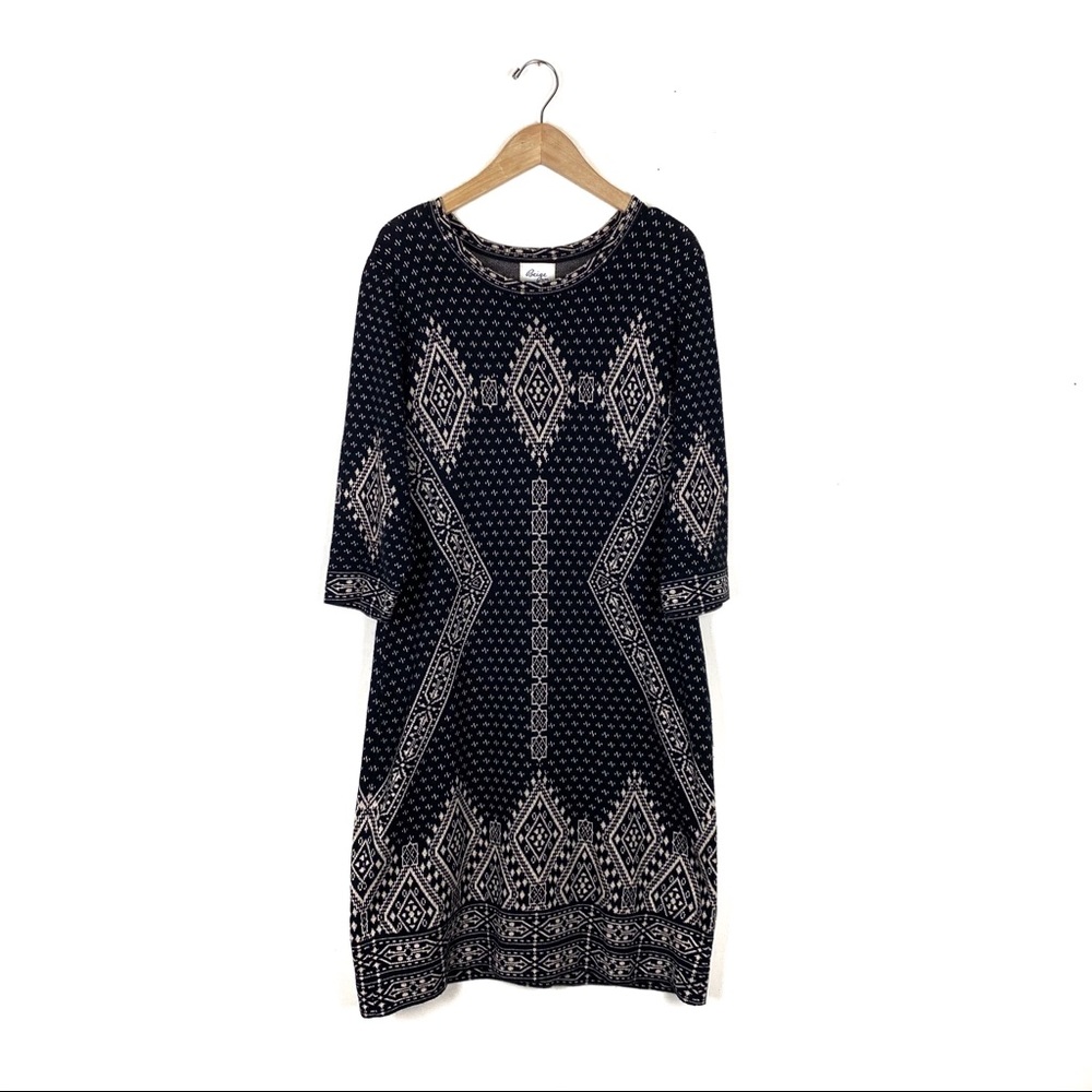 Beige by eci 3/4 Sleeve Sweater Dress Black Sz XL